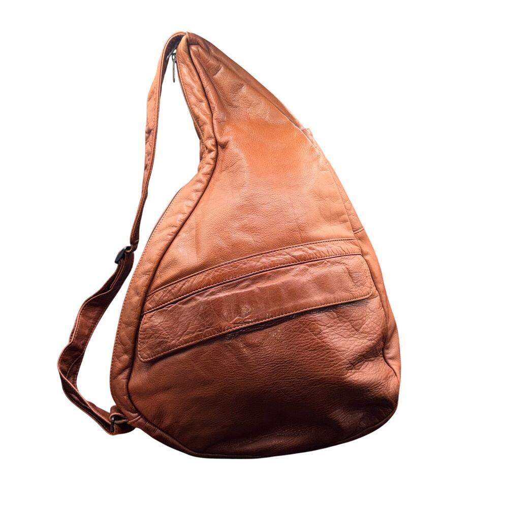 Large Brown Genuine Leather Sling Backpack Hobo Travel Shoulder Bag Unisex